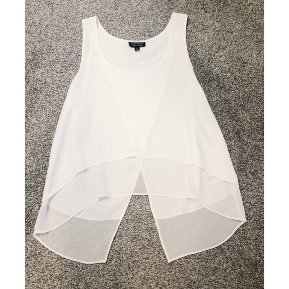 NWOT TOPSHOP WHITE TIERED SPLIT OPEN BACK TANK - Picture 4 of 6